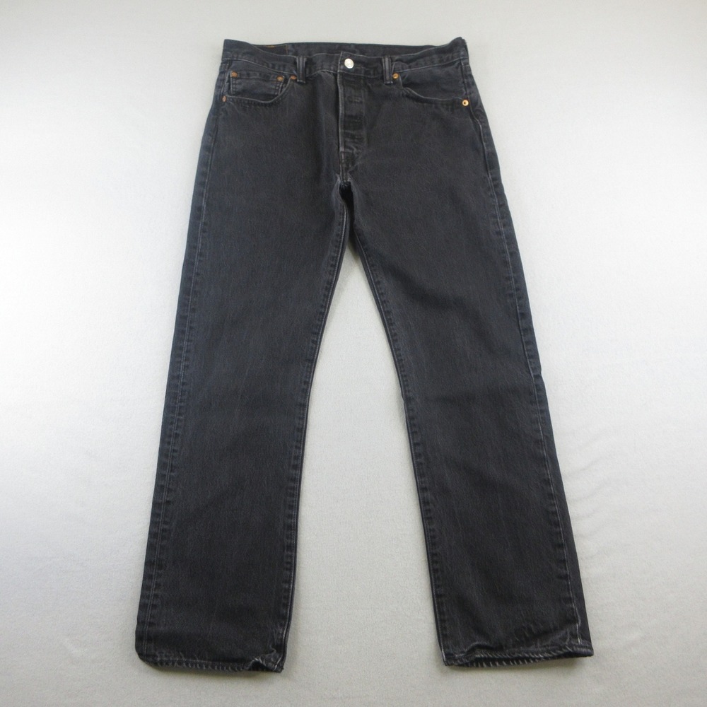 Levi's 501 Jeans Men 36x32 (Actual 35x29) Black Denim Button Fly Straight Leg‎